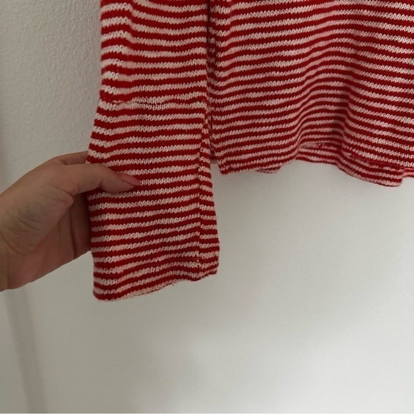SUNDRY Love Embroidery Sweater Striped Knit Pullover Red White Size 1 Small - Picture 6 of 12